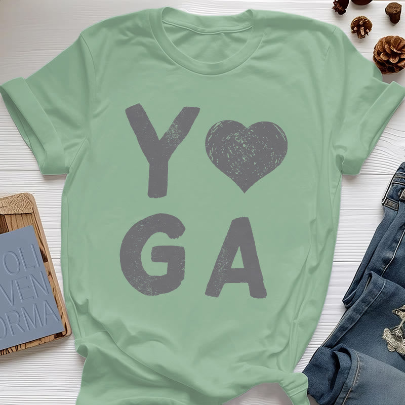 Olivenorma Yoga Heart Print T-Shirt