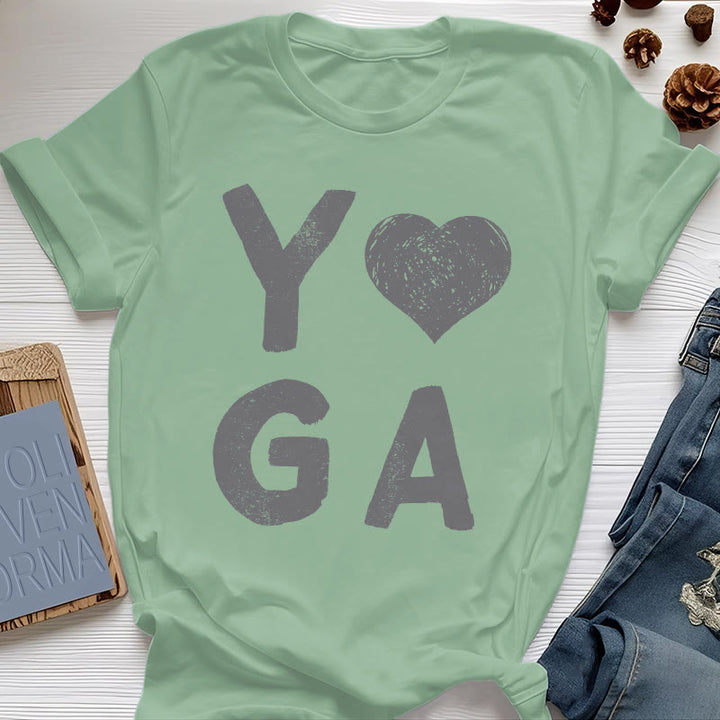 Olivenorma Yoga Heart Print T-Shirt
