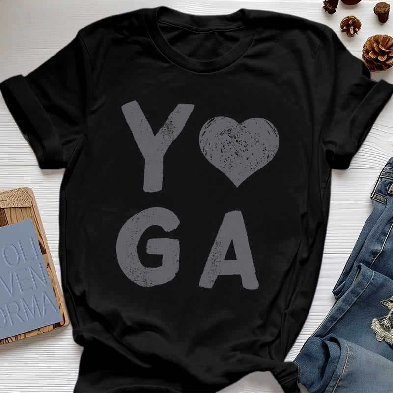 Olivenorma Yoga Heart Print T-Shirt