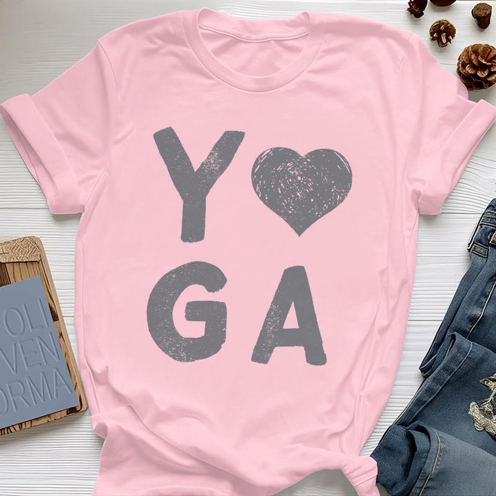 Olivenorma Yoga Heart Print T-Shirt