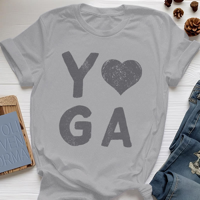 Olivenorma Yoga Heart Print T-Shirt