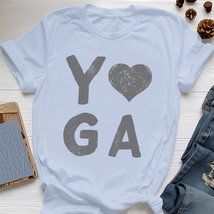 Olivenorma Yoga Heart Print T-Shirt