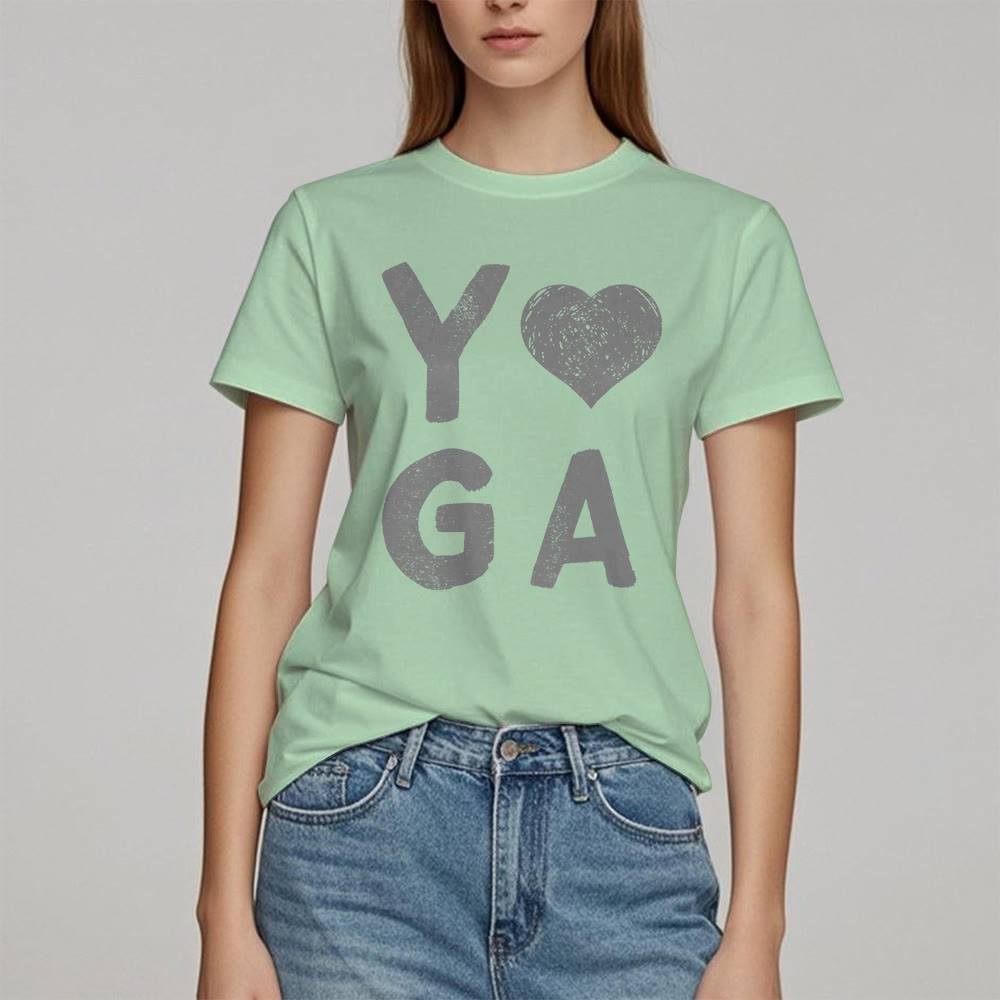 Olivenorma Yoga Heart Print T-Shirt