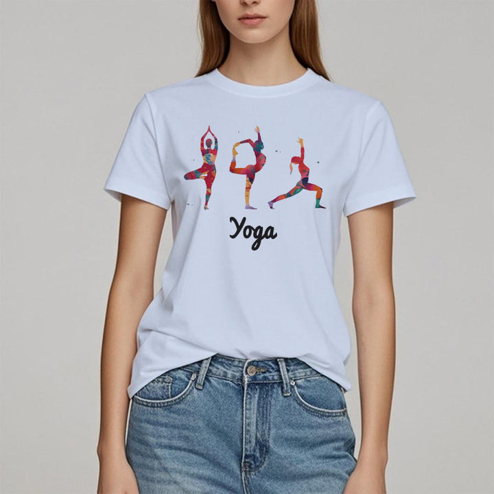 Olivenorma Yoga Poses Colorful Print Women T-Shirt