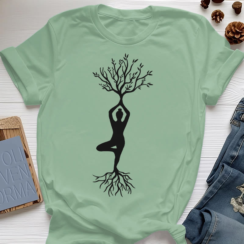 Olivenorma Rooted Yoga Tree Pose T-Shirt