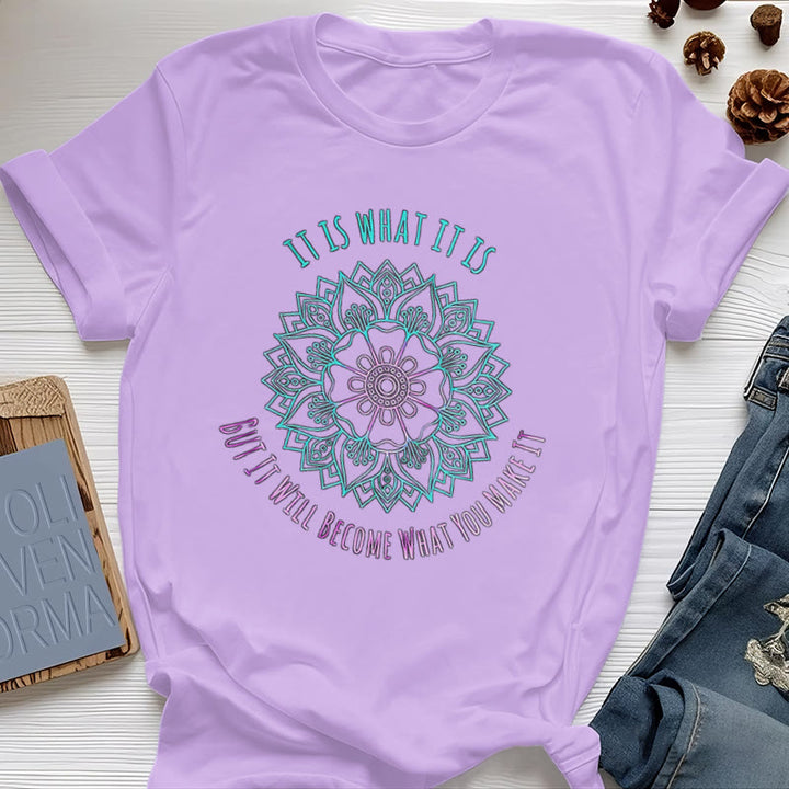 Olivenorma "It Is What It Is Tee" Mandala Quote T-Shirt