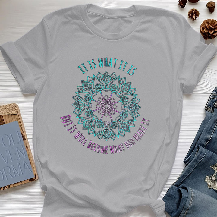 Olivenorma "It Is What It Is Tee" Mandala Quote T-Shirt