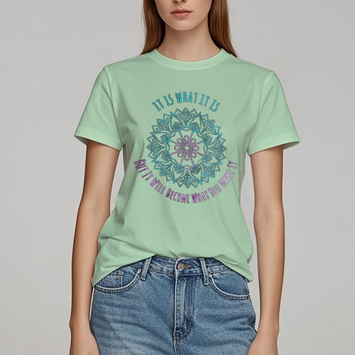 Olivenorma "It Is What It Is Tee" Mandala Quote T-Shirt