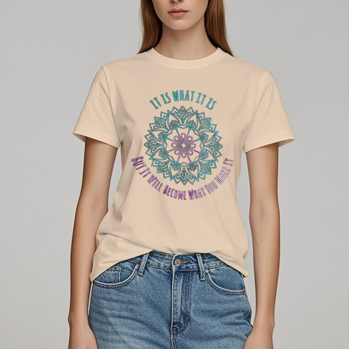 Olivenorma "It Is What It Is Tee" Mandala Quote T-Shirt
