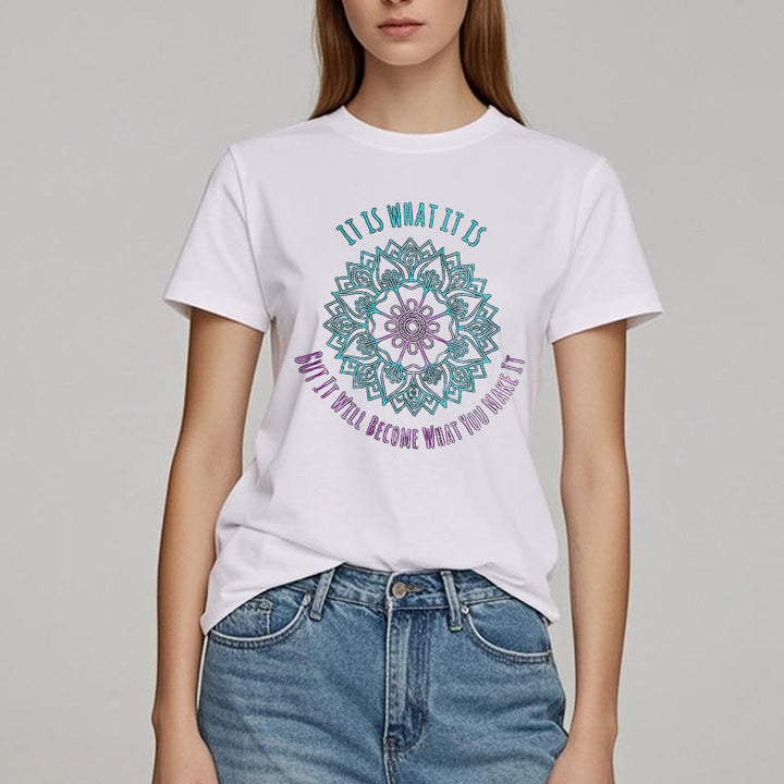 Olivenorma "It Is What It Is Tee" Mandala Quote T-Shirt