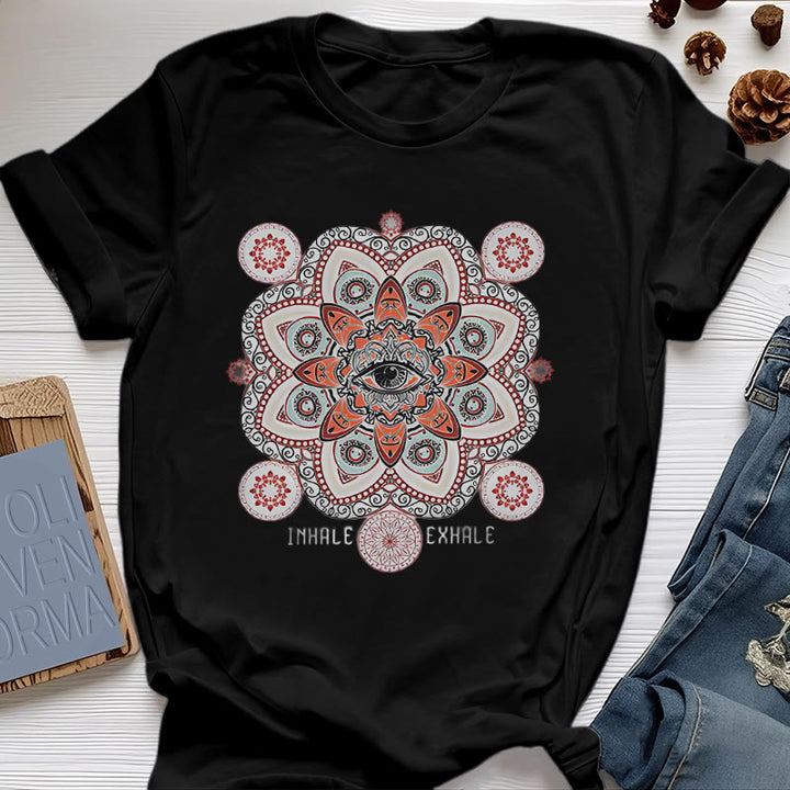 Olivenorma Meditation Evil Eye Slogan Design T-shirt