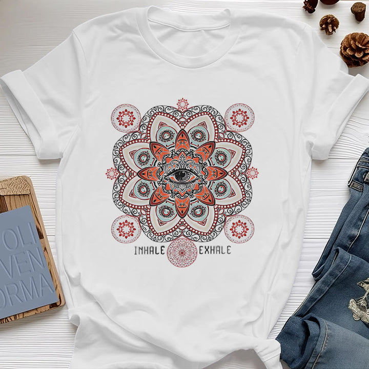 Olivenorma Meditation Evil Eye Slogan Design T-shirt