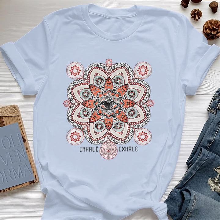 Olivenorma Meditation Evil Eye Slogan Design T-shirt