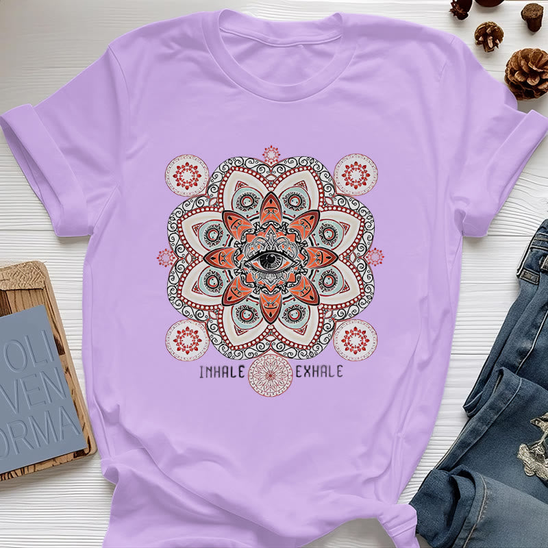 Olivenorma Meditation Evil Eye Slogan Design T-shirt
