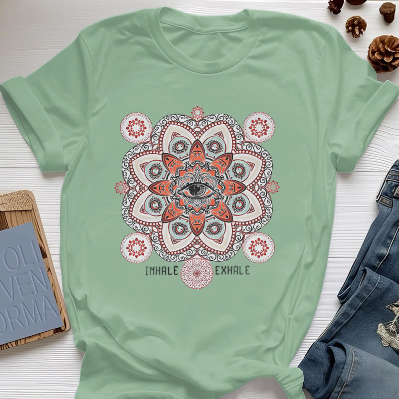 Olivenorma Meditation Evil Eye Slogan Design T-shirt