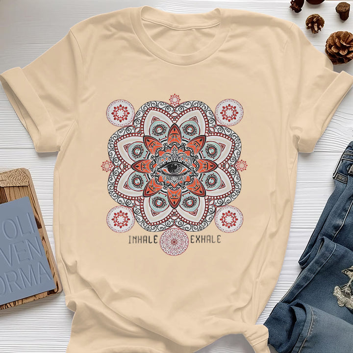 Olivenorma Meditation Evil Eye Slogan Design T-shirt
