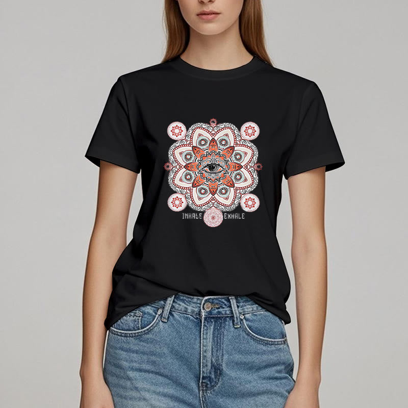 Olivenorma Meditation Evil Eye Slogan Design T-shirt