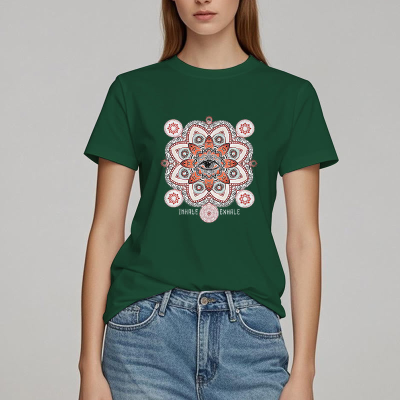 Olivenorma Meditation Evil Eye Slogan Design T-shirt
