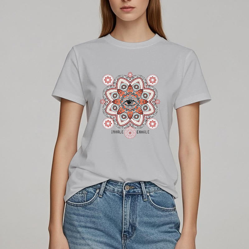 Olivenorma Meditation Evil Eye Slogan Design T-shirt