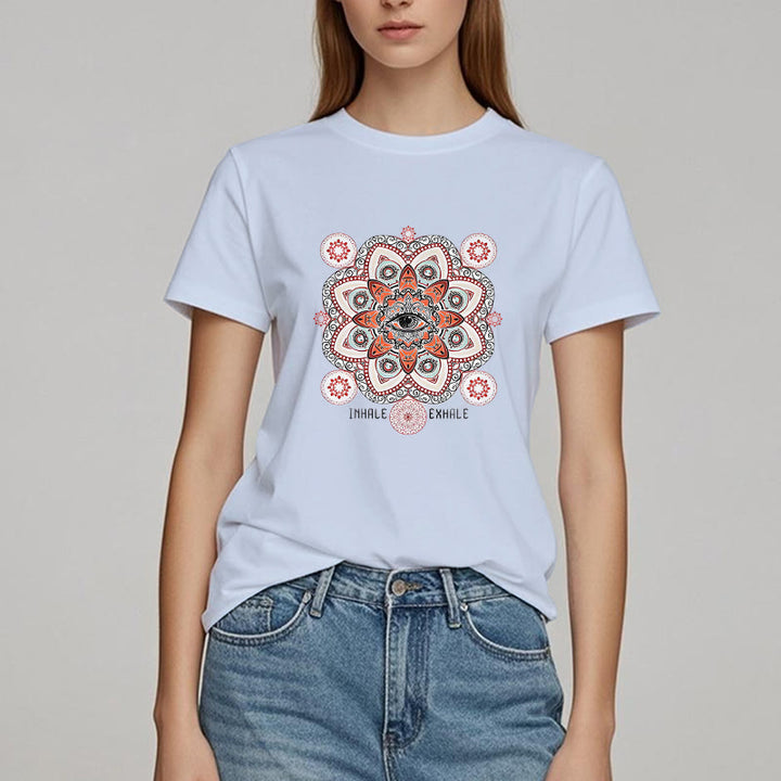 Olivenorma Meditation Evil Eye Slogan Design T-shirt
