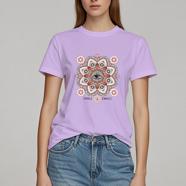 Olivenorma Meditation Evil Eye Slogan Design T-shirt