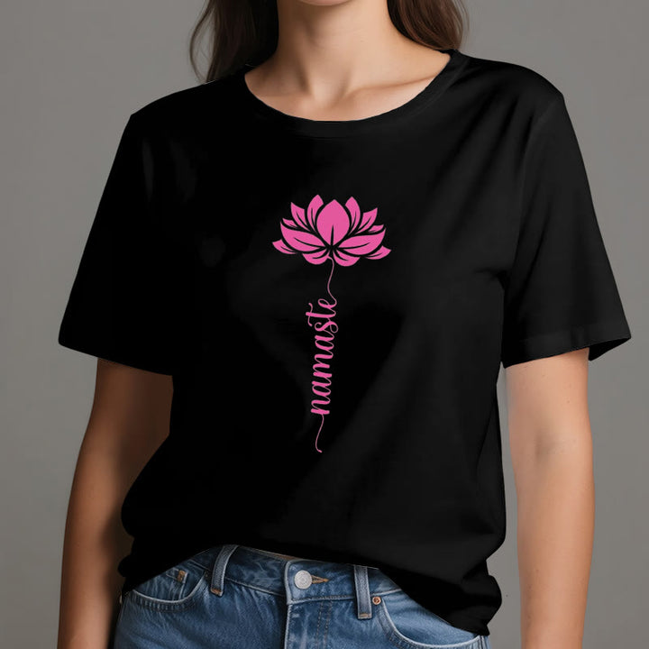 Olivenorma Namaste Lotus Yoga Cotton T-Shirt