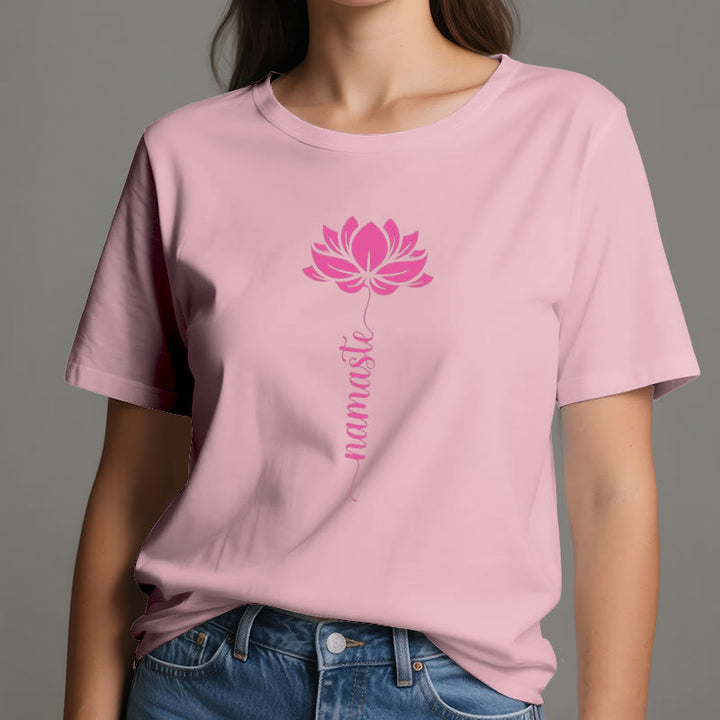 Olivenorma Namaste Lotus Yoga Cotton T-Shirt