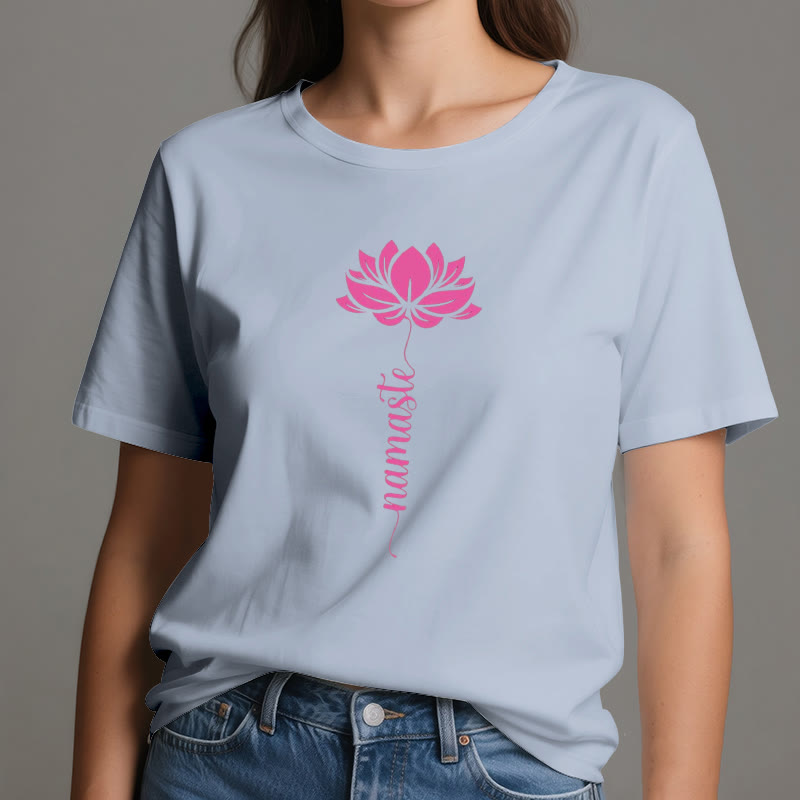 Olivenorma Namaste Lotus Yoga Cotton T-Shirt