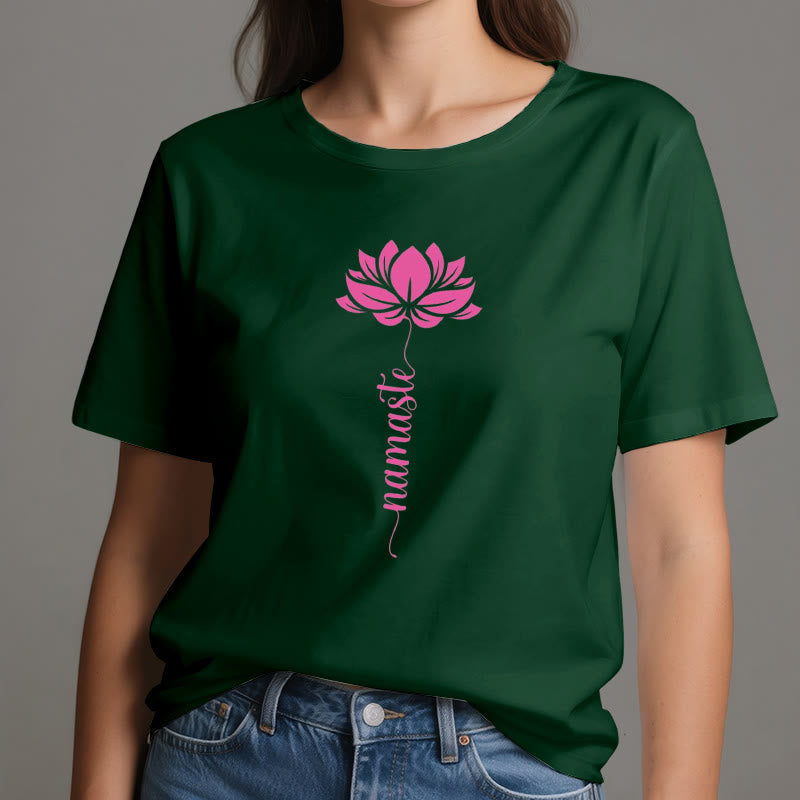 Olivenorma Namaste Lotus Yoga Cotton T-Shirt