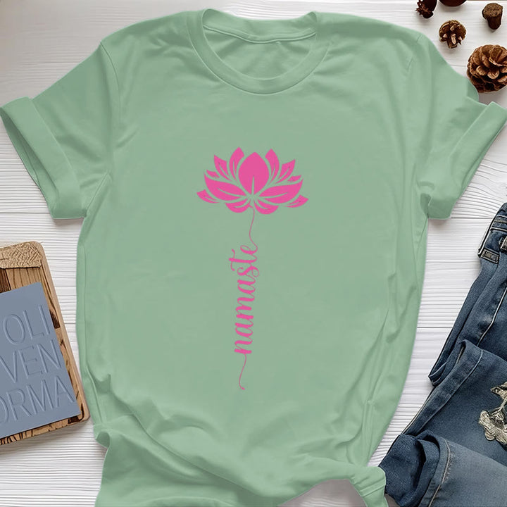 Olivenorma Namaste Lotus Yoga Cotton T-Shirt