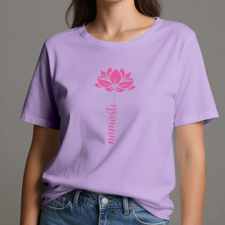Olivenorma Namaste Lotus Yoga Cotton T-Shirt