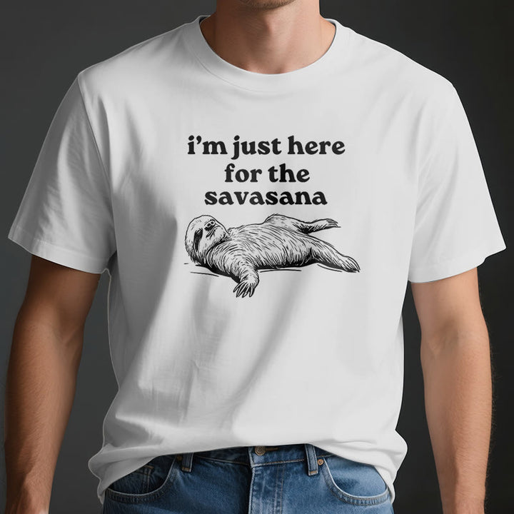 Olivenorma Sloth Yoga I'm Just Here for Savasana T-Shirt