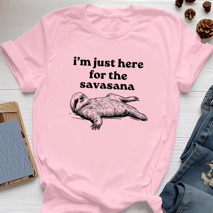Olivenorma Sloth Yoga I'm Just Here for Savasana T-Shirt