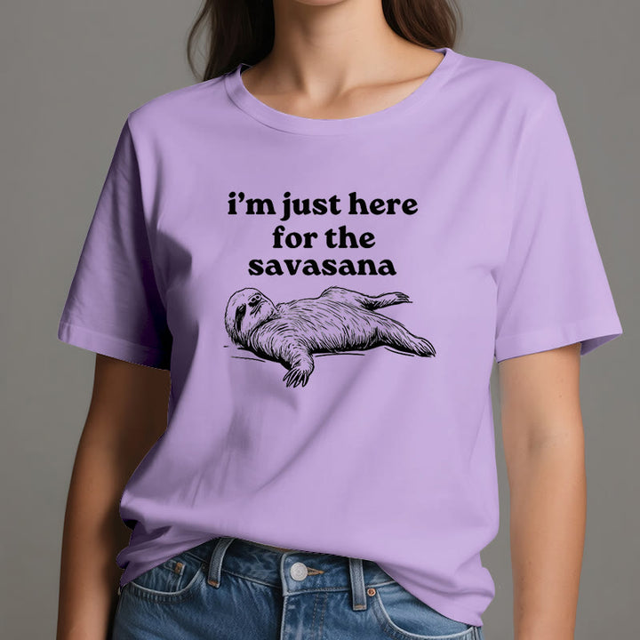 Olivenorma Sloth Yoga I'm Just Here for Savasana T-Shirt