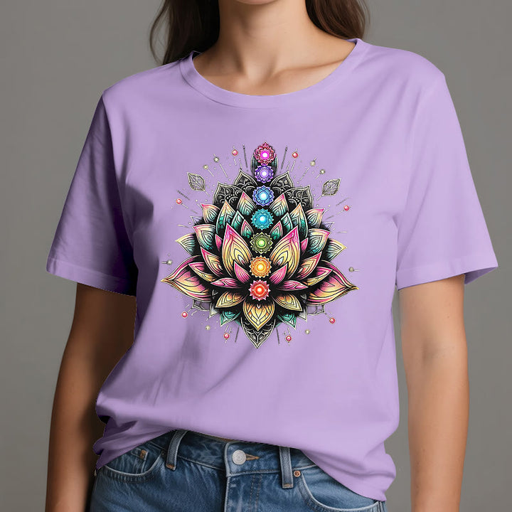 Olivenorma Chakra Lotus Flower Yoga Meditation T-Shirt