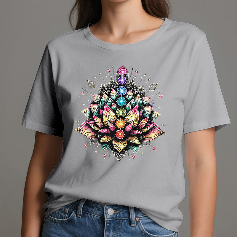 Olivenorma Chakra Lotus Flower Yoga Meditation T-Shirt