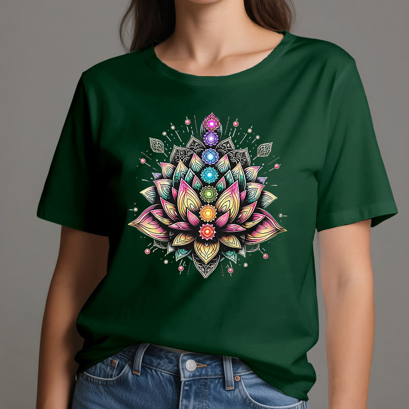 Olivenorma Chakra Lotus Flower Yoga Meditation T-Shirt