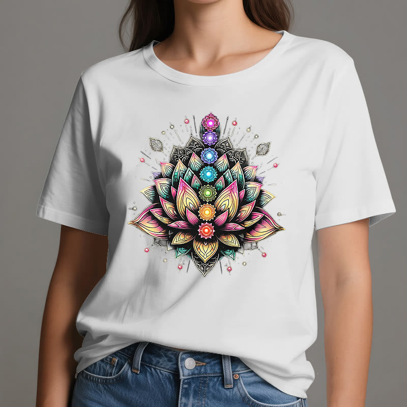 Olivenorma Chakra Lotus Flower Yoga Meditation T-Shirt