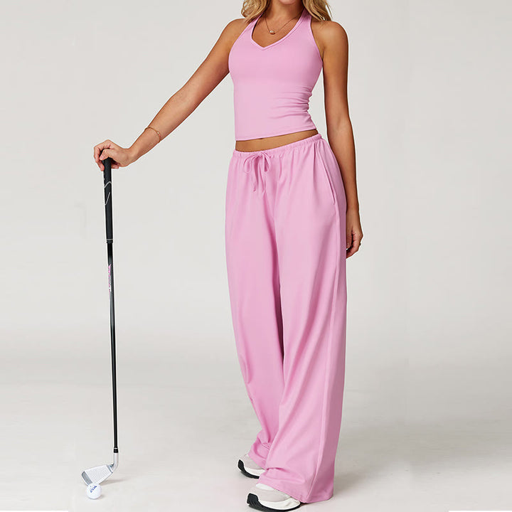 Olivenorma Loose Drawstring Wide-Leg Pants