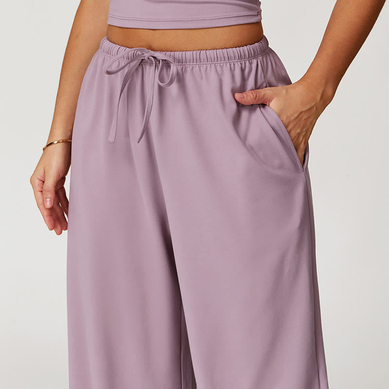 Olivenorma Loose Drawstring Wide-Leg Pants