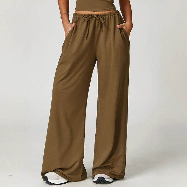 Olivenorma Loose Drawstring Wide-Leg Pants