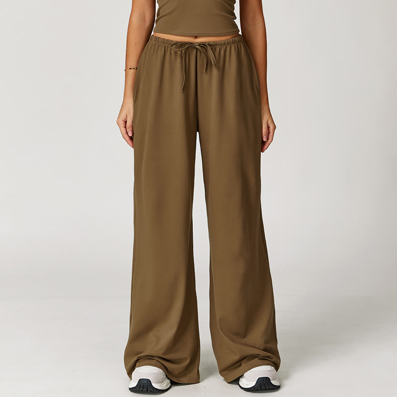 Olivenorma Loose Drawstring Wide-Leg Pants
