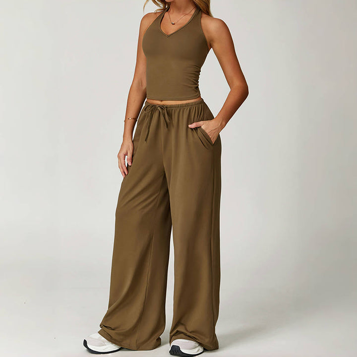 Olivenorma Loose Drawstring Wide-Leg Pants