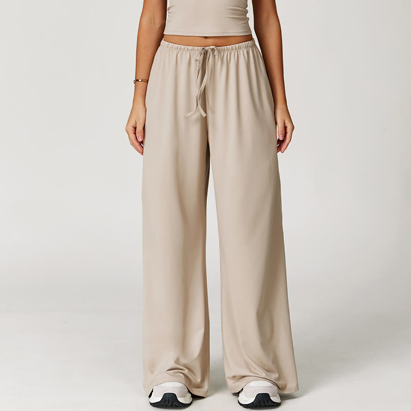 Olivenorma Loose Drawstring Wide-Leg Pants