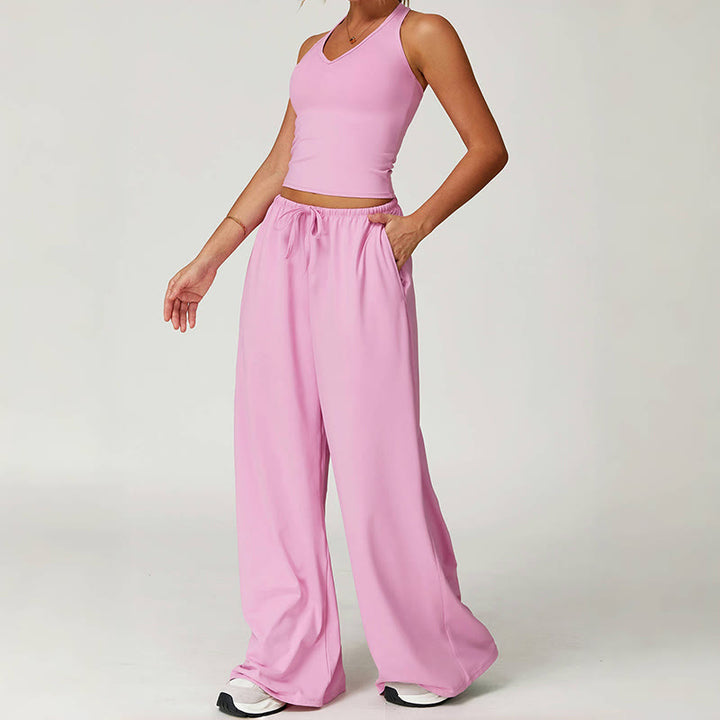 Olivenorma Loose Drawstring Wide-Leg Pants