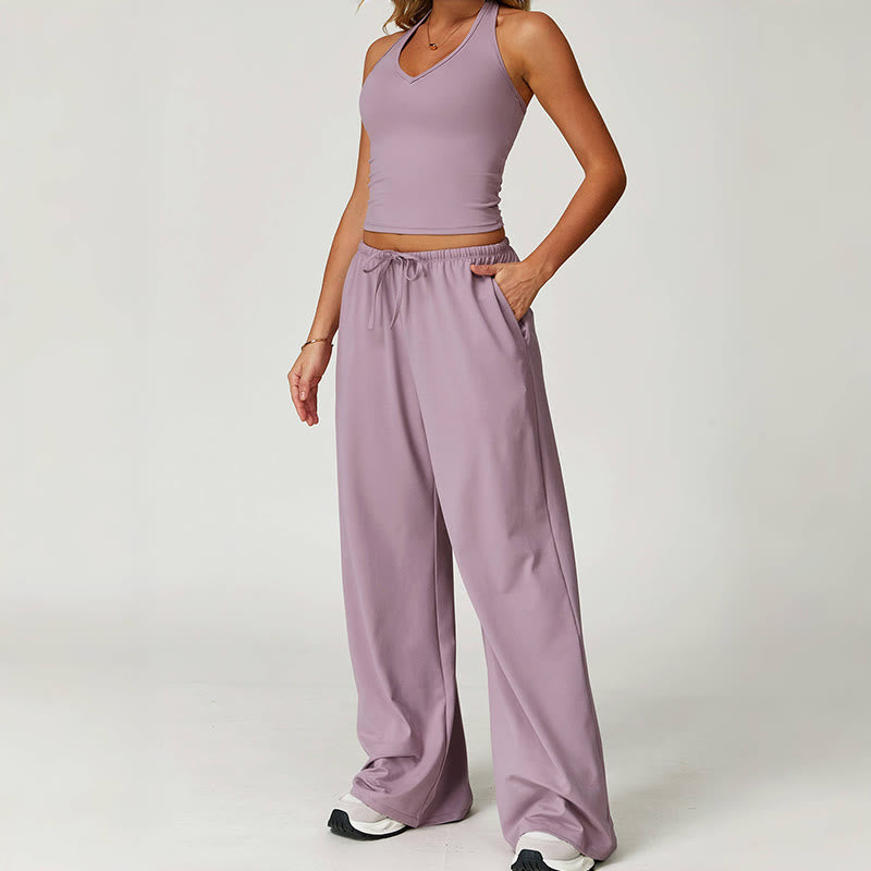 Olivenorma Loose Drawstring Wide-Leg Pants