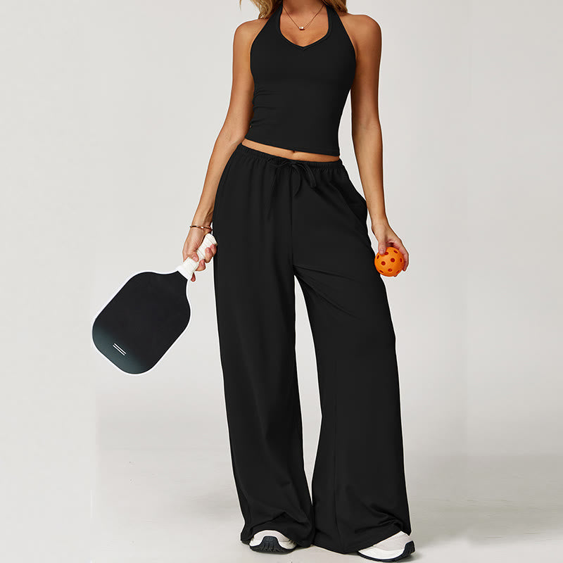 Olivenorma Loose Drawstring Wide-Leg Pants