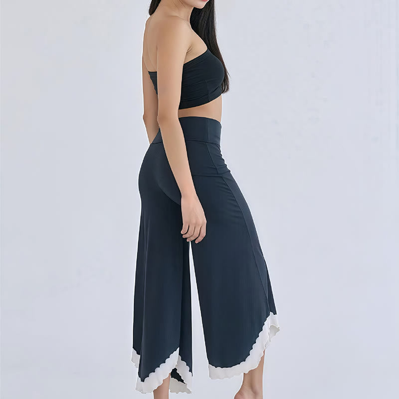 Olivenorma Flowy Cotton Flare Cropped Pants