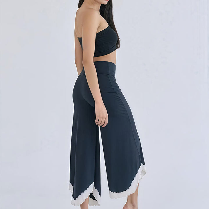 Olivenorma Flowy Cotton Flare Cropped Pants