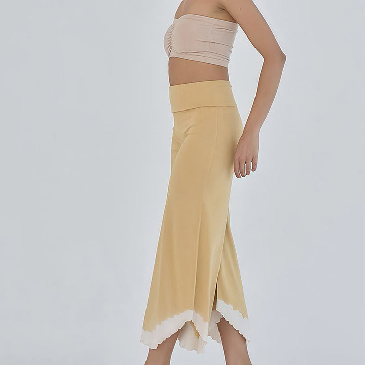 Olivenorma Flowy Cotton Flare Cropped Pants